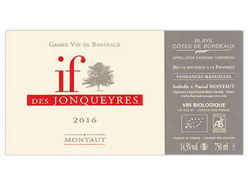 Château Jonqueyres - Blaye Côtes de Bordeaux - If des Jonqueyres - Rouge - 2016