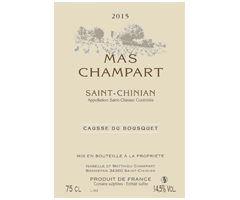 Mas Champart - Saint-Chinian - Causse du Bousquet - Rouge - 2015