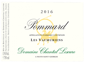 Domaine Chantal Lescure - Pommard - Les Vaumuriens - Rouge - 2016