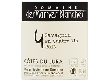 Domaine des Marnes Blanches - Côtes du Jura - Savagnin en quatre vis - Blanc - 2016