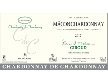 Domaine Eric et Catherine Giroud - Mâcon-Chardonnay - Chardonnay de Chardonnay - Blanc - 2017