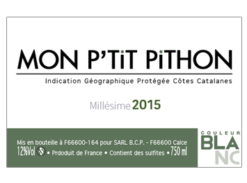 Domaine Olivier Pithon  - Côtes Catalanes - Mon P'tit Pithon - Blanc - 2015