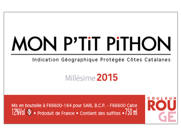 Domaine Olivier Pithon - Côtes Catalanes - Mon P'tit Pithon - Rouge - 2015