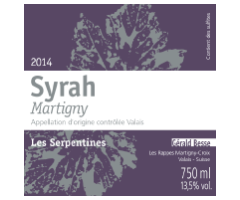 Domaine Gérald Besse - Valais - Syrah de Martigny - Les Serpentines - Rouge - 2014