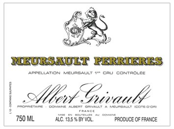 Domaine Albert Grivault - Meursault 1er cru Perrières - Blanc - 2011