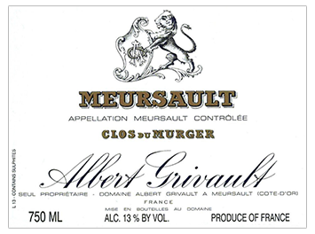 Domaine Albert Grivault - Meursault - Clos du Murger - Blanc - 2017