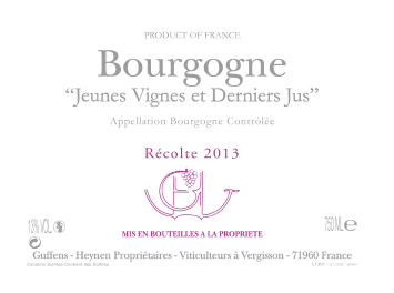 Verget - Domaine Guffens-Heynen - Bourgogne - Jeunes vignes et derniers jus - Blanc - 2013