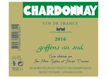 Guffens au Sud - Vin de France - Chardonnay - Blanc - 2016