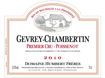 Domaine Humbert Frères - Gevrey-Chambertin 1er cru - Poissenot - Rouge - 2010