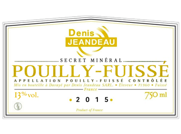 Domaine Denis Jeandeau - Pouilly-Fuissé - Secret Minéral - Blanc - 2015