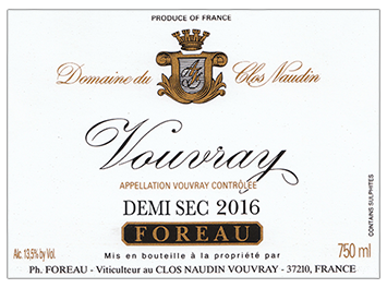 Domaine du Clos Naudin - Vouvray - Demi-Sec - Blanc - 2016