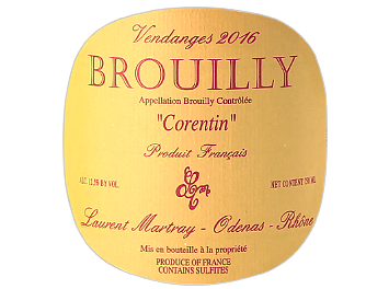 Laurent Martray - Brouilly - Corentin - Rouge - 2016