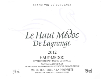 Château Lagrange - Haut Médoc - Le Haut Médoc - Rouge - 2012