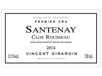 Vincent Girardin - Santenay 1er Cru - Clos Rousseau - Rouge - 2014