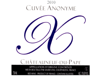 Xavier Vins - Chateauneuf du Pape - Cuvée Anonyme - Rouge - 2010